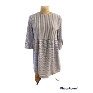 JODIFL Blue and White Striped Mini Dress